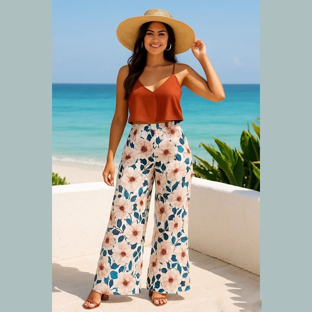 Show Me Your Mumu Eli's Trousers Small Floral Wide Leg Pants Boho Resortwear‎